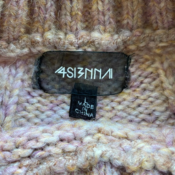 Heathered pink cropped cable knit sweater - Picture 4 of 5